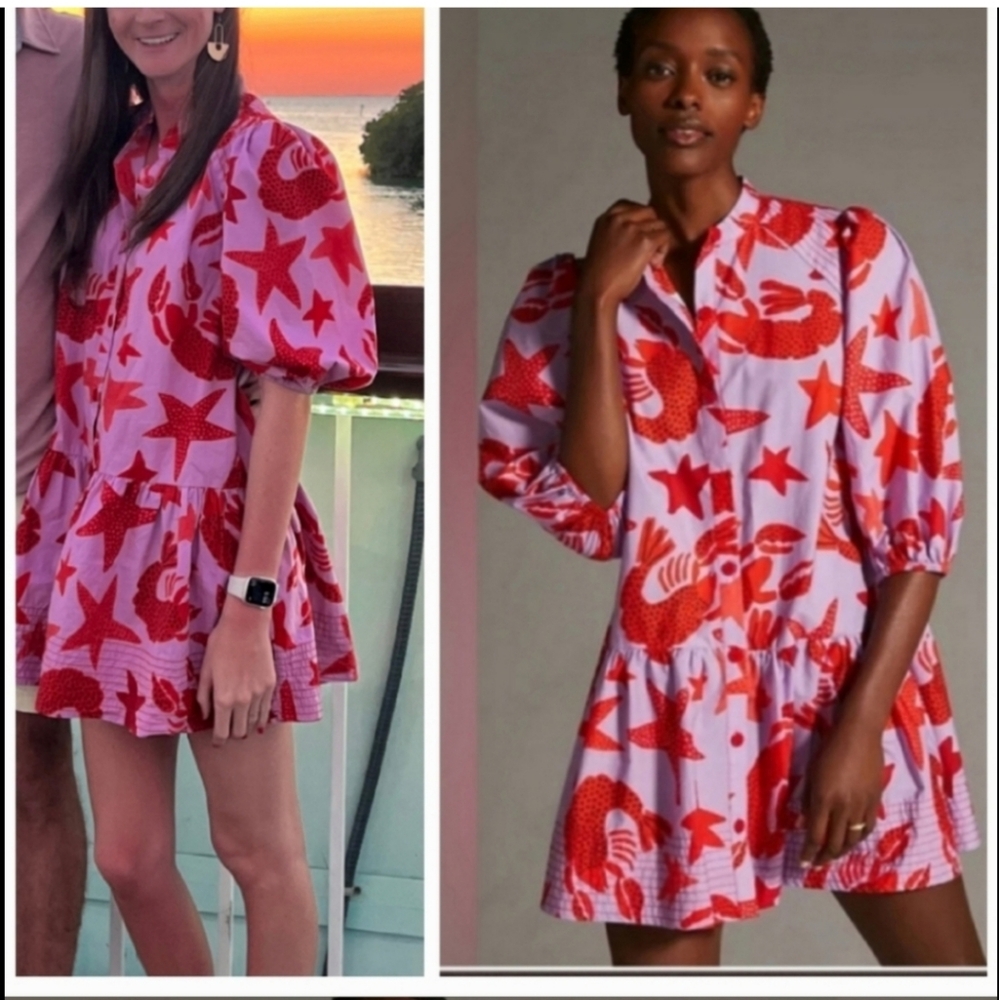 Farm Rio Lobster Print Minidress